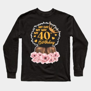 40th Birthday Diva 40th B-day Queen Crown Gift For Women Mother day Long Sleeve T-Shirt